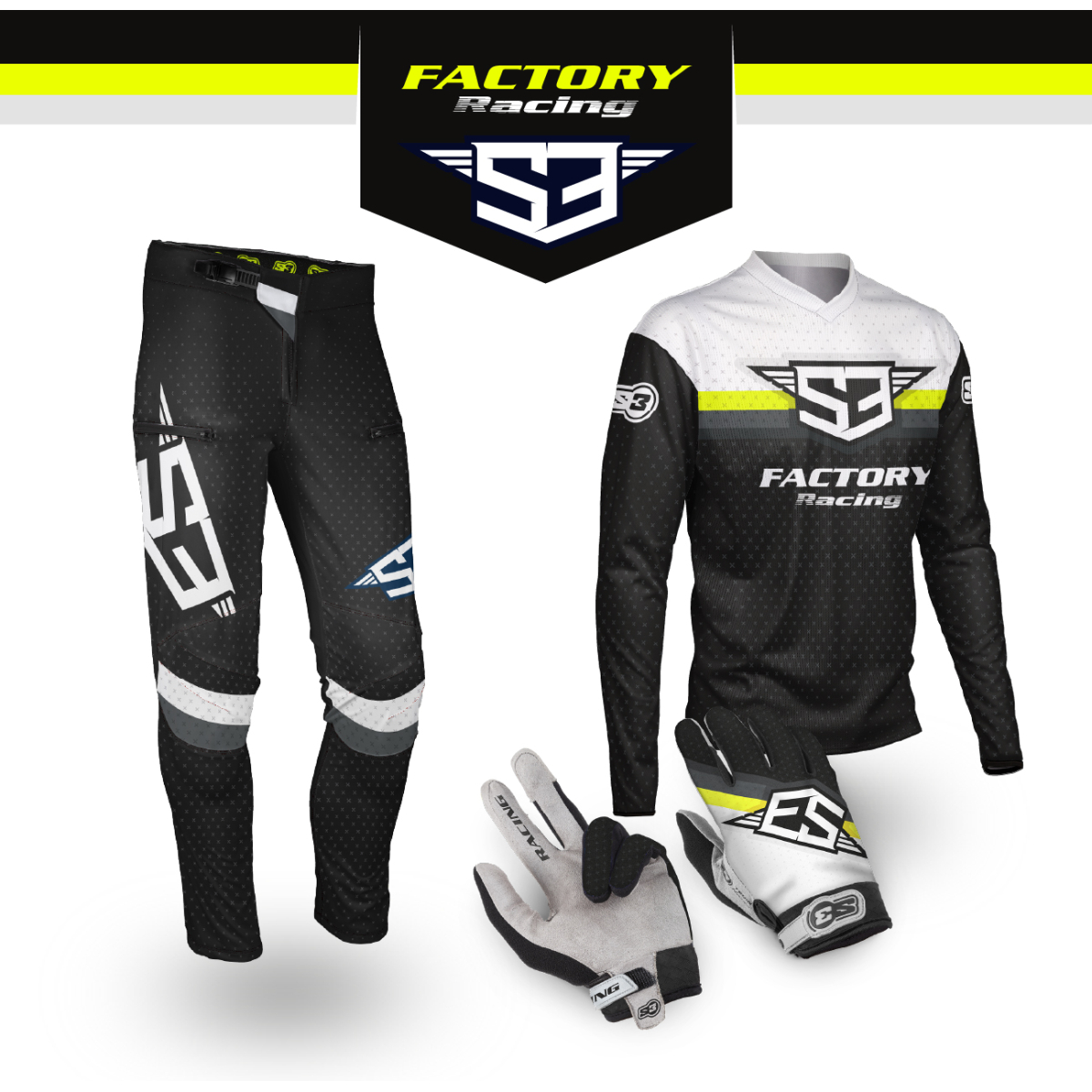 バイクウェア・装備 S3 100% S3 BLACK-FLUOR RACING TRIAL COLLECTION - S3 Parts